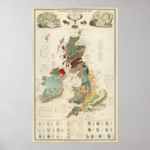 Samengestelde geologische, paleontologische kaart poster