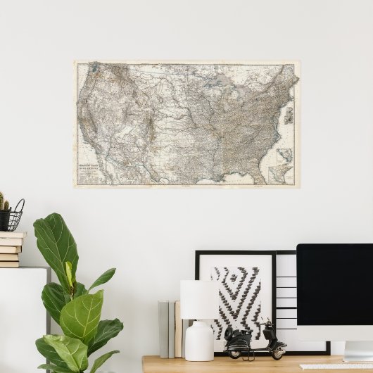 Samengestelde kaart van de Verenigde Staten van Am Poster (Thuiskantoor)