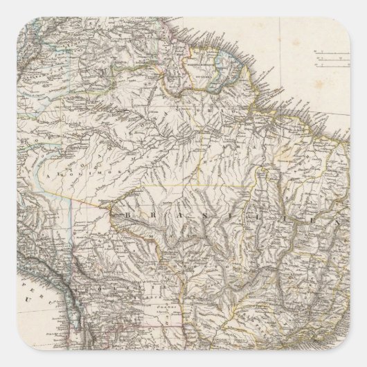 Samengestelde kaart van Zuid-Amerika Vierkante Sticker (Voorkant)