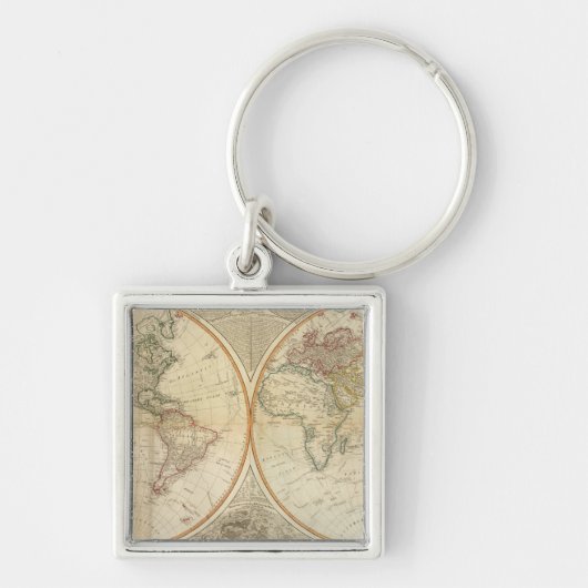 Samengestelde wereldkaart met handkleur sleutelhanger (Voorkant)