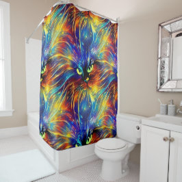 Samenhangende Abstracte, voortreffelijke kattenvle Douchegordijn