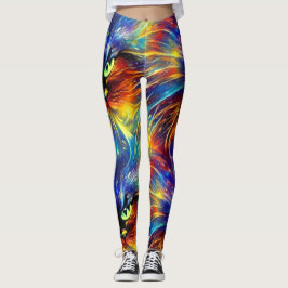 Samenhangende Abstracte, voortreffelijke kattenvle Leggings