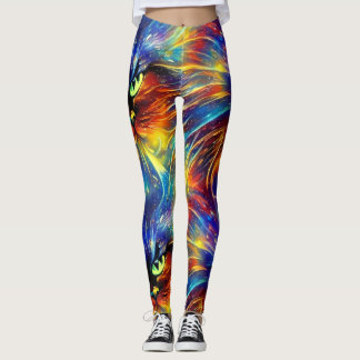 Samenhangende Abstracte, voortreffelijke kattenvle Leggings