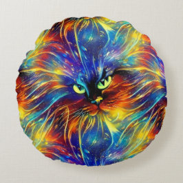 Samenhangende Abstracte, voortreffelijke kattenvle Rond Kussen