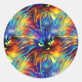 Samenhangende Abstracte, voortreffelijke kattenvle Ronde Sticker