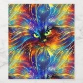 Samenhangende Abstracte, voortreffelijke kattenvle Wijn Etiket (Enkel label)