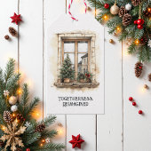 Samenhorigheid opnieuw voorgesteld rustieke venste cadeaulabel