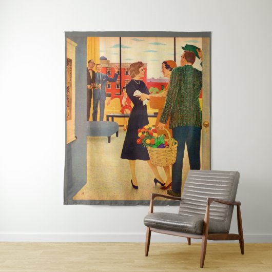 Samenkomen in de Cibulskis's tv kijken Wandkleed (In situ)