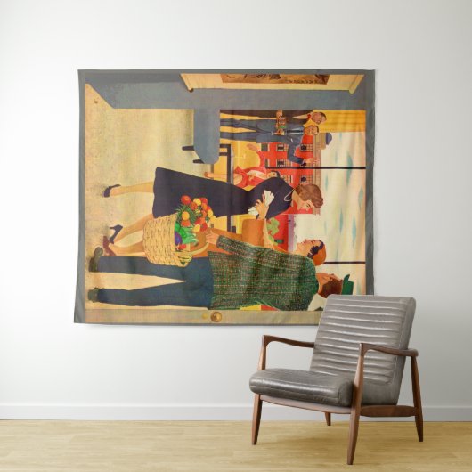 Samenkomen in de Cibulskis's tv kijken Wandkleed (In Situ (horizontaal))