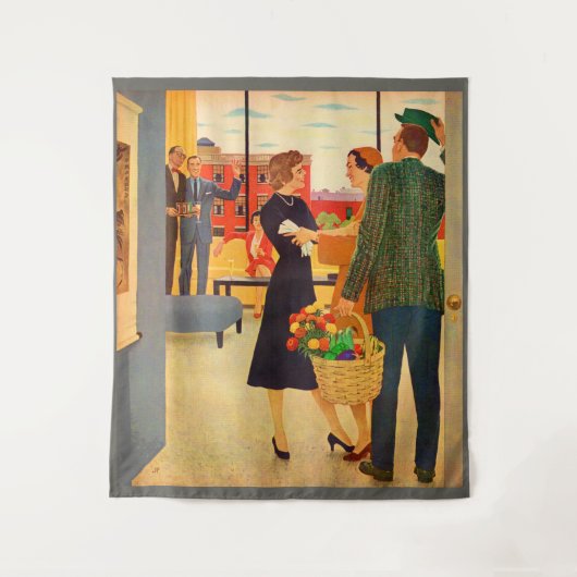 Samenkomen in de Cibulskis's tv kijken Wandkleed (Voorkant)