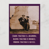 Samenkomen is een begin; samenblijven. briefkaart (Voorkant)