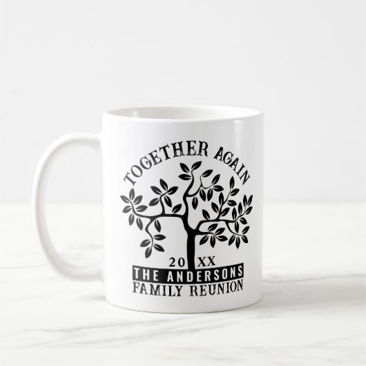 Samenkomstboom met naam en datum koffiemok (Links)
