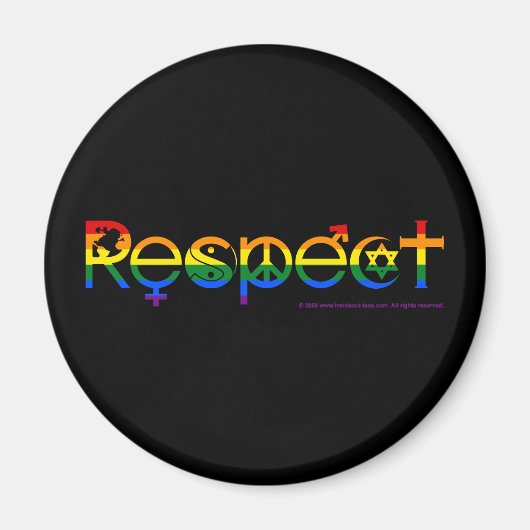 Samenleven met Respect Regenboog Pride Magneet (Voorkant)