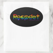 Samenleven met Respect Regenboog Pride Ovale Sticker (Tas)