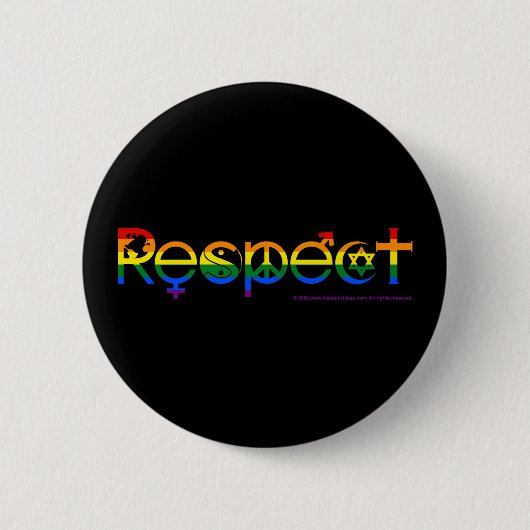 Samenleven met Respect Regenboog Pride Ronde Button 5,7 Cm (Voorkant)
