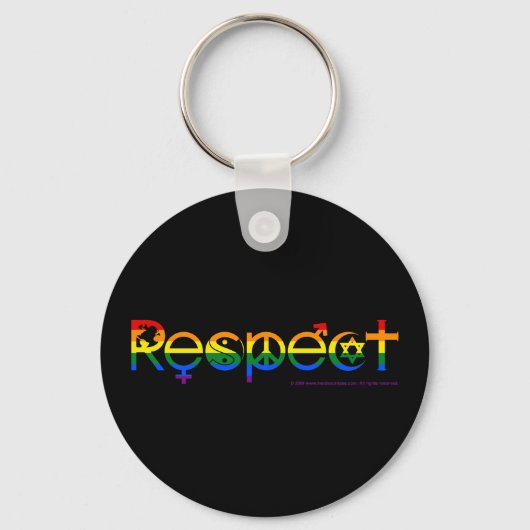 Samenleven met Respect Regenboog Pride Sleutelhanger (Voorkant)