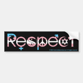 Samenleven met Respect Transgender Trots Bumpersticker (Voorkant)