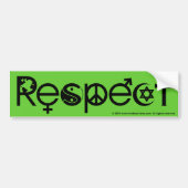 Samenleven met respect - Vrede Vriendelijkheid & T Bumpersticker (Voorkant)
