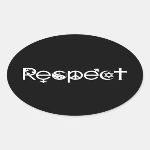 Samenleven met respect - Vrede Vriendelijkheid & T Ovale Sticker