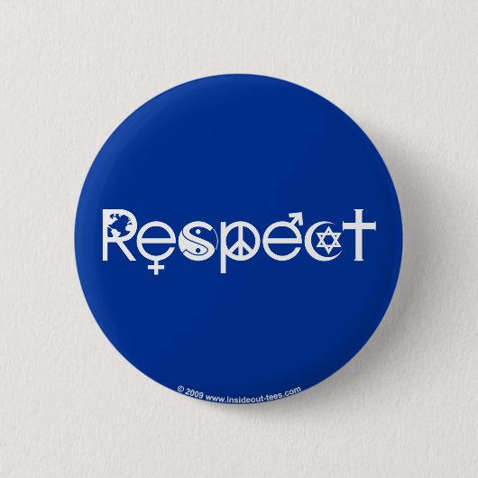 Samenleven met respect - Vrede Vriendelijkheid & T Ronde Button 5,7 Cm (Voorkant)