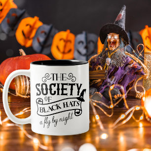 Samenleving van Zwarte Heksenheksen Halloween Tweekleurige Koffiemok