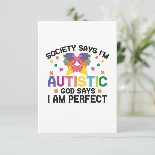 Samenleving zegt dat ik autistisch ben God zegt da Bedankkaart (Staand voorkant)