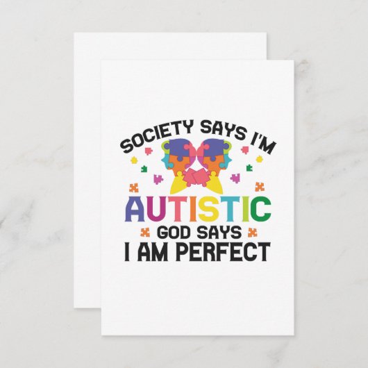 Samenleving zegt dat ik autistisch ben God zegt da Bedankkaart (Voorkant / Achterkant)