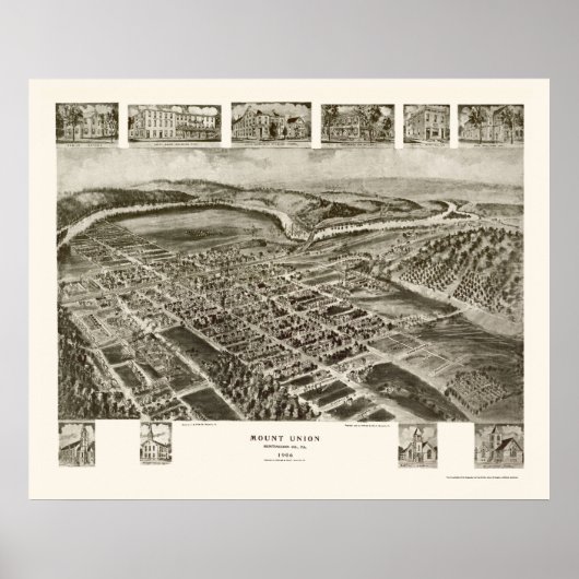 Samenstellen Unie, PA Panorama Kaart - 1906 Poster (Voorkant)