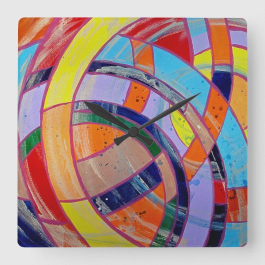 Samenstelling #15 door Michael Moffa Vierkante Klok (Voorkant)