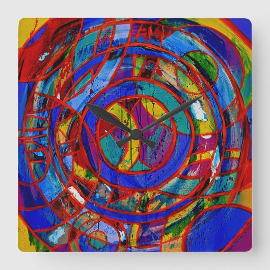 Samenstelling #17 door Michael Moffa Vierkante Klok (Voorkant)