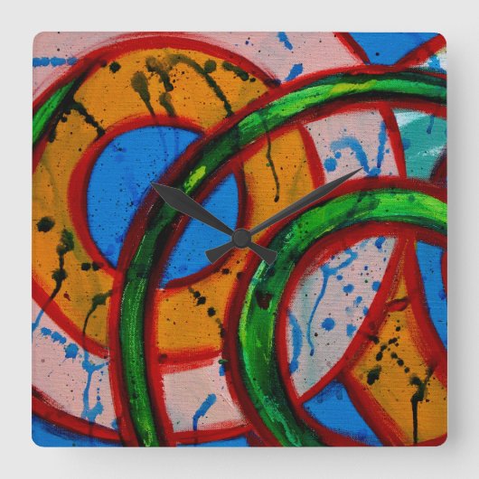 Samenstelling #20A door Michael Moffa Vierkante Klok (Voorkant)