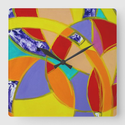 Samenstelling #5 door Michael Moffa Vierkante Klok (Voorkant)