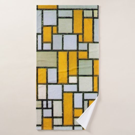Samenstelling Geel en grijs, Mondriaan Badhanddoek (Badhanddoek)