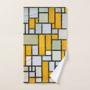 Samenstelling Geel en grijs, Mondriaan Handdoek