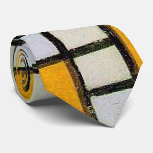 Samenstelling Geel en grijs, Mondriaan Stropdas (Opgerold)