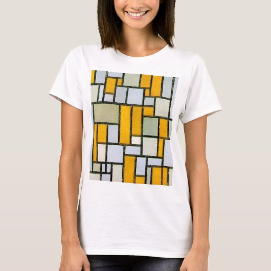 Samenstelling Geel en grijs, Mondriaan T-shirt (Voorkant)