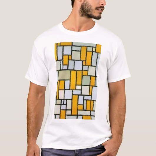 Samenstelling Geel en grijs, Mondriaan T-shirt (Voorkant)