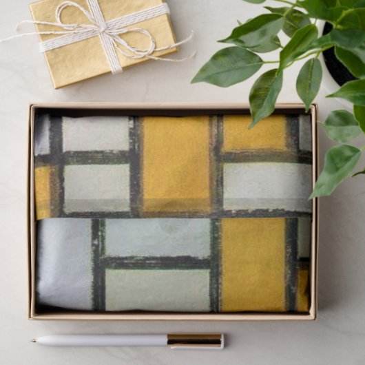 Samenstelling Geel en grijs, Mondriaan Tissuepapier (Geschenk)