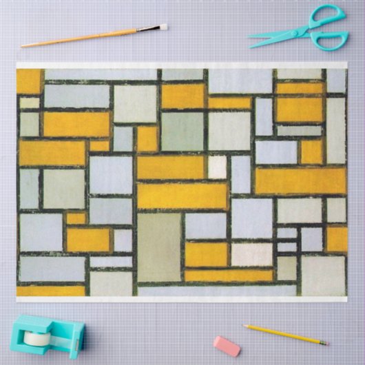 Samenstelling Geel en grijs, Mondriaan Tissuepapier (Craft)