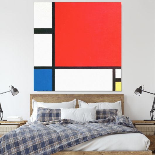 Samenstelling II in rood blauw en geel (1930) Canvas Afdruk (Insitu (Slaapkamer))