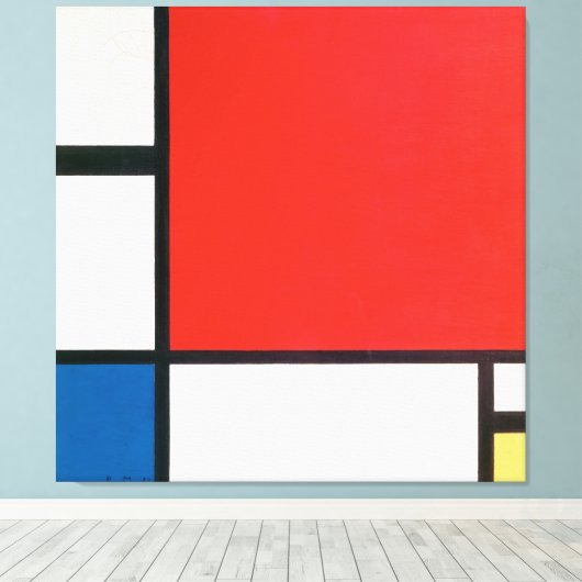 Samenstelling II in rood blauw en geel (1930) Canvas Afdruk (Insitu (Houten vloer))