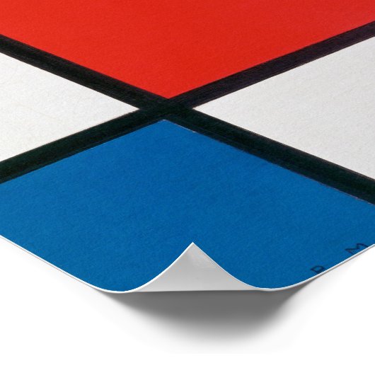 Samenstelling II in rood, blauw en geel - Mondriaa Poster (Hoek)