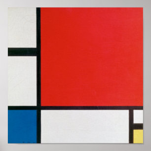 Samenstelling II in rood, blauw en geel - Mondriaa Poster