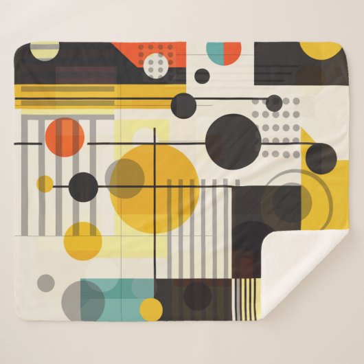 Samenstelling kleurrijke geometrische vormen sherpa deken (Voorkant (horizontaal))