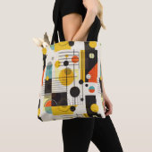 Samenstelling kleurrijke geometrische vormen tote bag (Dichtbij)