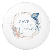 Samenstelling kustblauwe waterverf, aangepast keramische knop (Voorkant)