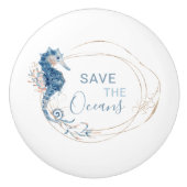 Samenstelling kustblauwe waterverf, aangepast keramische knop (Voorkant)