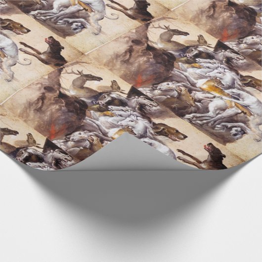 SAMENSTELLING MET DIEREN, HORSEN, DEERS, HONDEN CADEAUPAPIER (Hoek)