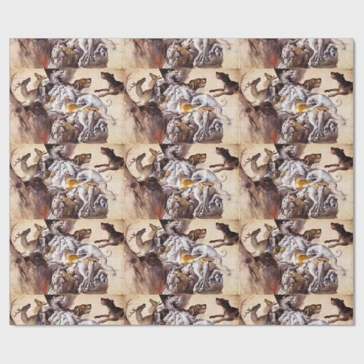 SAMENSTELLING MET DIEREN, HORSEN, DEERS, HONDEN CADEAUPAPIER (Vlak)