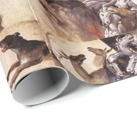 SAMENSTELLING MET DIEREN, HORSEN, DEERS, HONDEN CADEAUPAPIER (Rol Hoek)